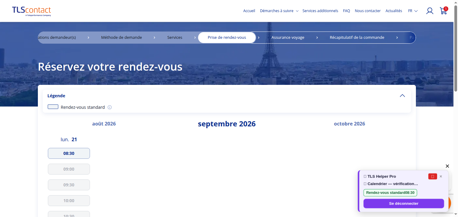 Capture du créneau Centre TLS Contact Tunis