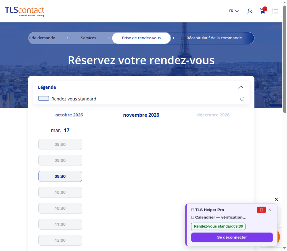 Capture du créneau Centre TLS Contact Tunis
