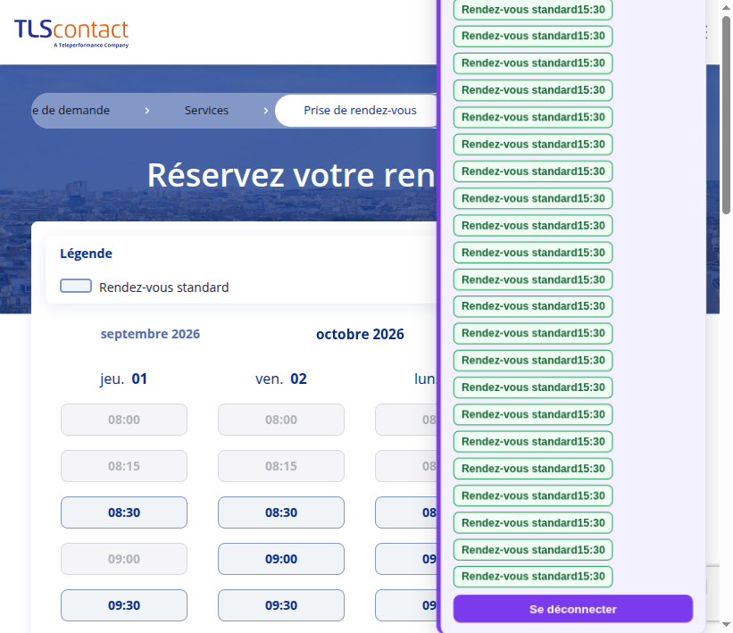 Capture du créneau Centre TLS Contact Tunis