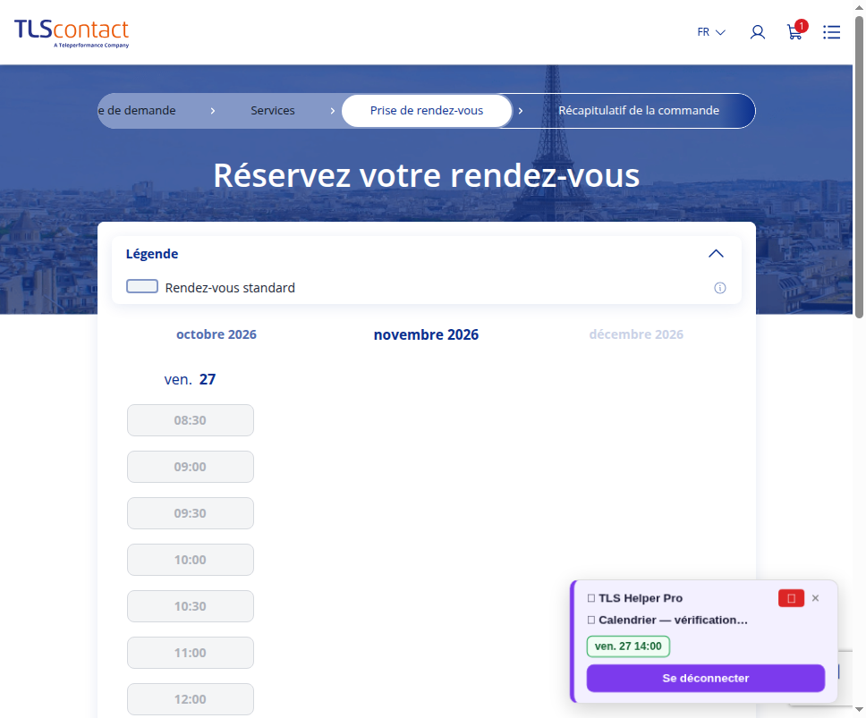 Capture du créneau Centre TLS Contact Tunis