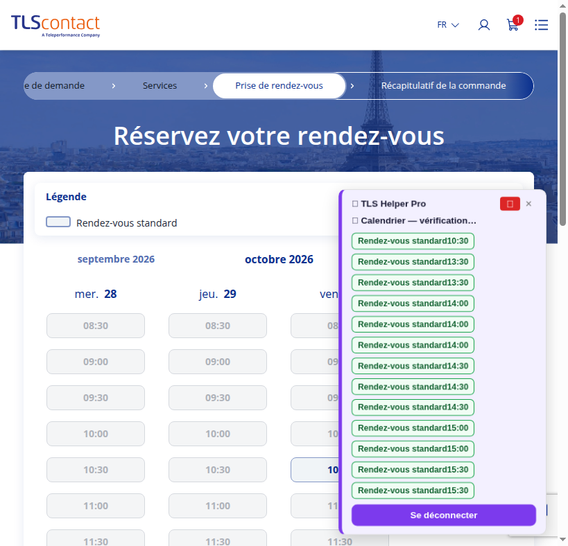 Capture du créneau Centre TLS Contact Tunis