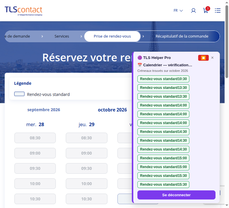 Capture du créneau Centre TLS Contact Tunis