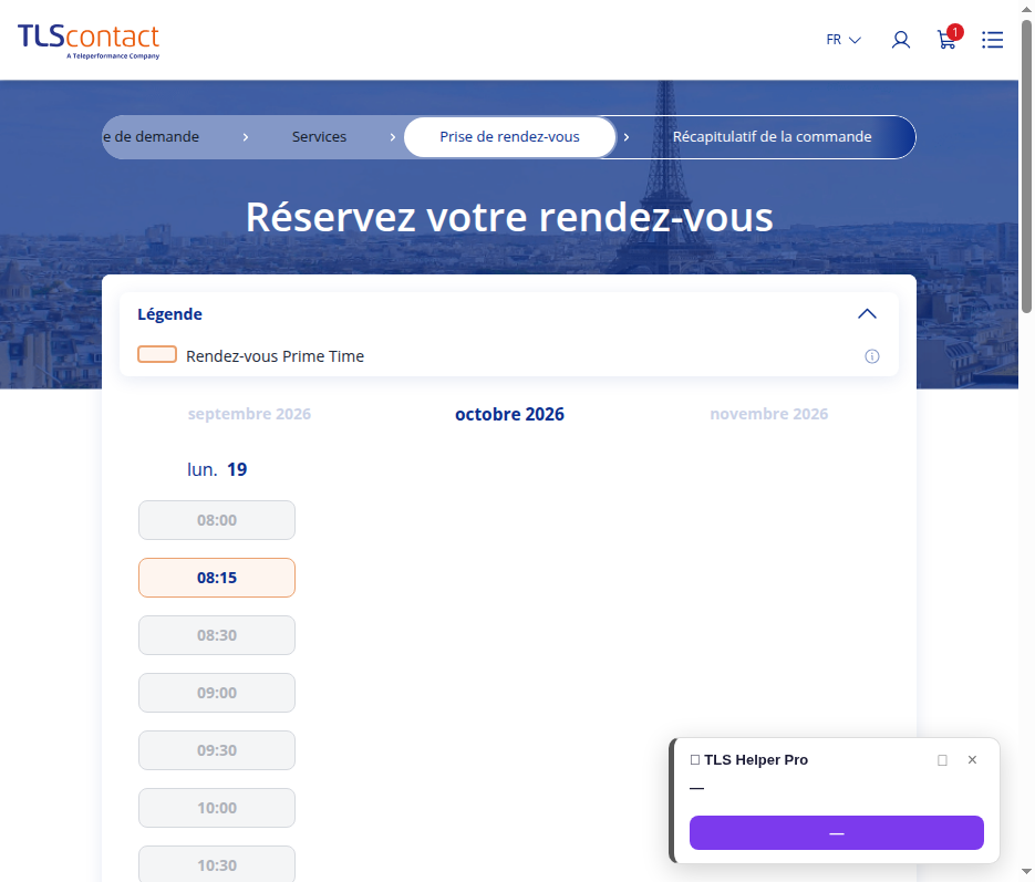 Capture du créneau TLS Contact Sfax