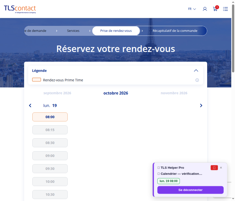 Capture du créneau TLS Contact Sfax