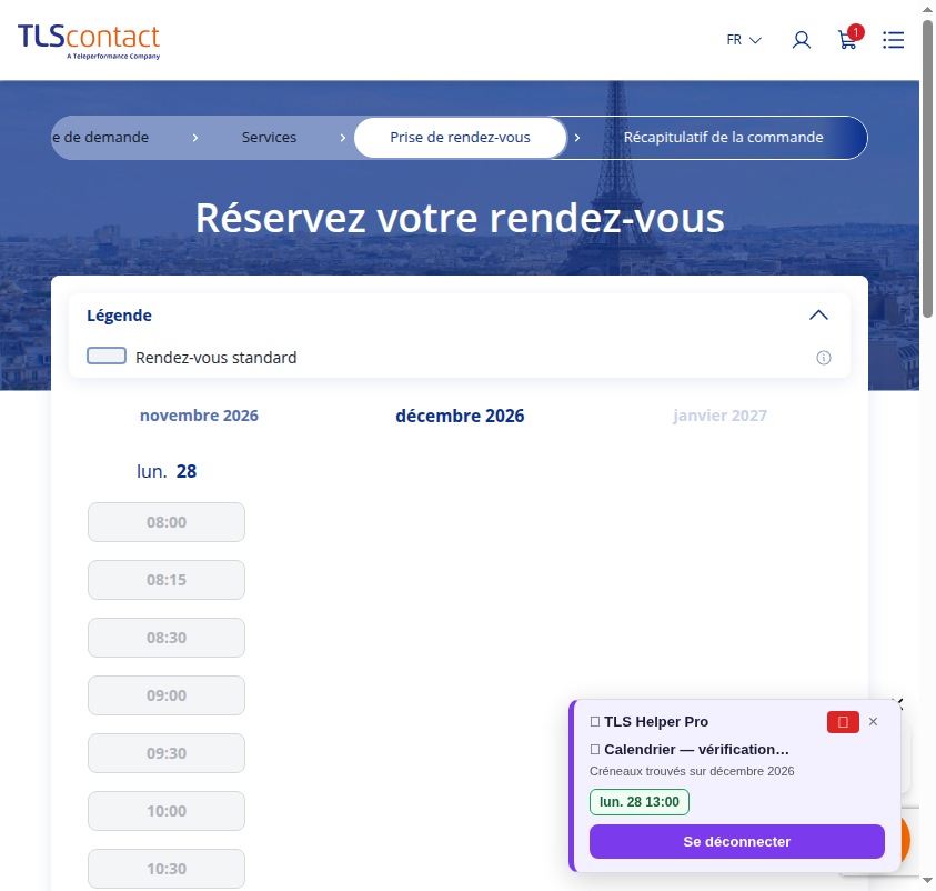 Capture du créneau TLS Contact Sfax