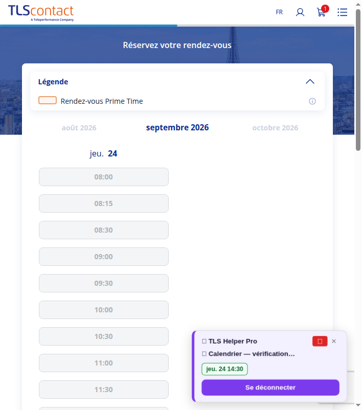 Capture du créneau TLS Contact Sfax