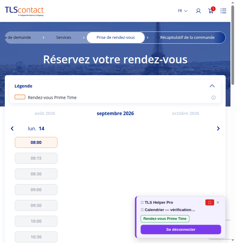 Capture du créneau TLS Contact Sfax