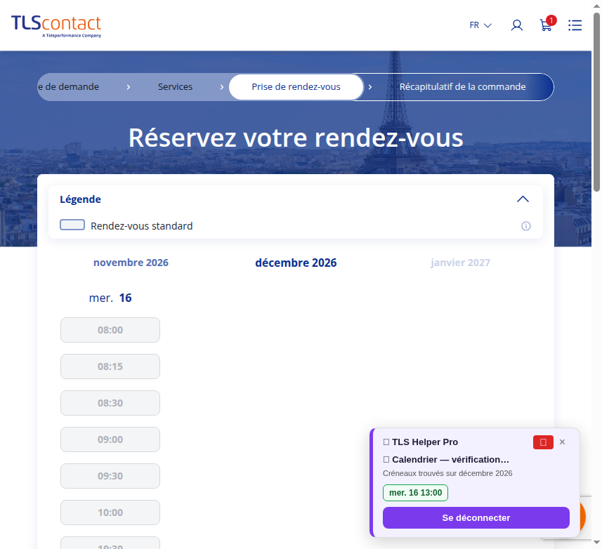 Capture du créneau TLS Contact Sfax