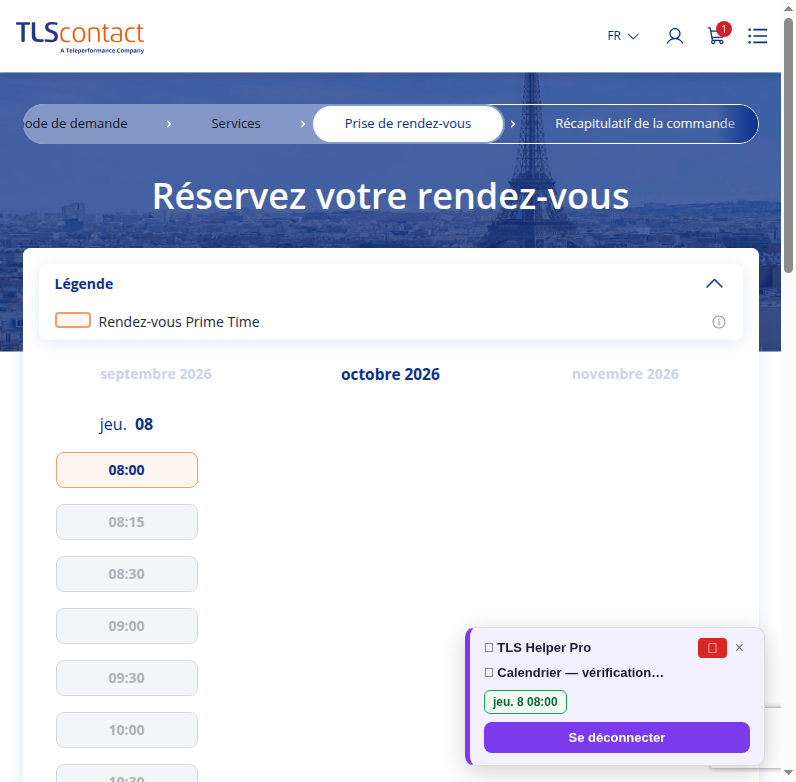 Capture du créneau TLS Contact Sfax
