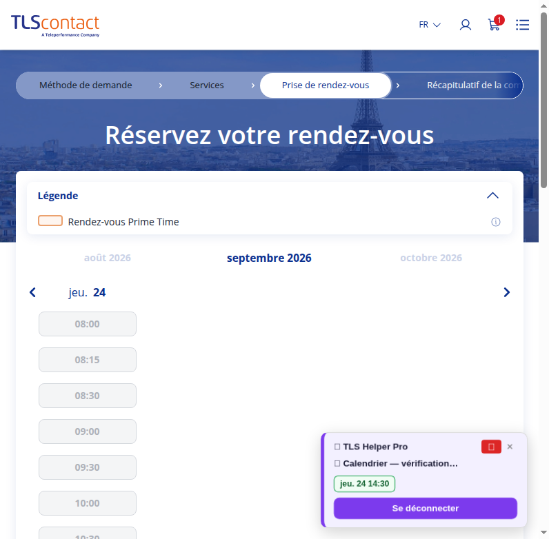 Capture du créneau TLS Contact Sfax