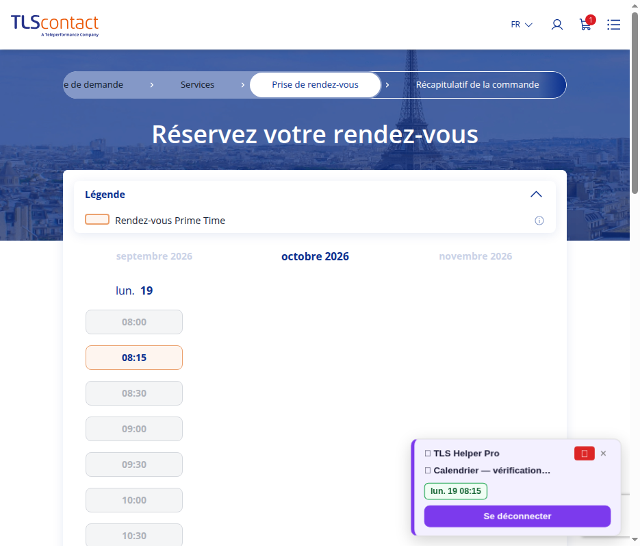 Capture du créneau TLS Contact Sfax