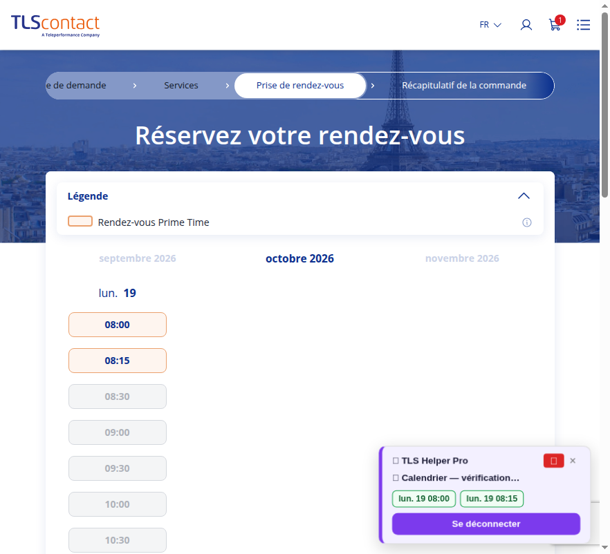Capture du créneau TLS Contact Sfax