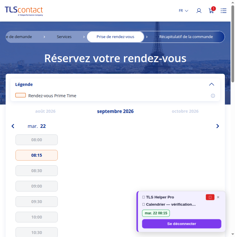 Capture du créneau TLS Contact Sfax