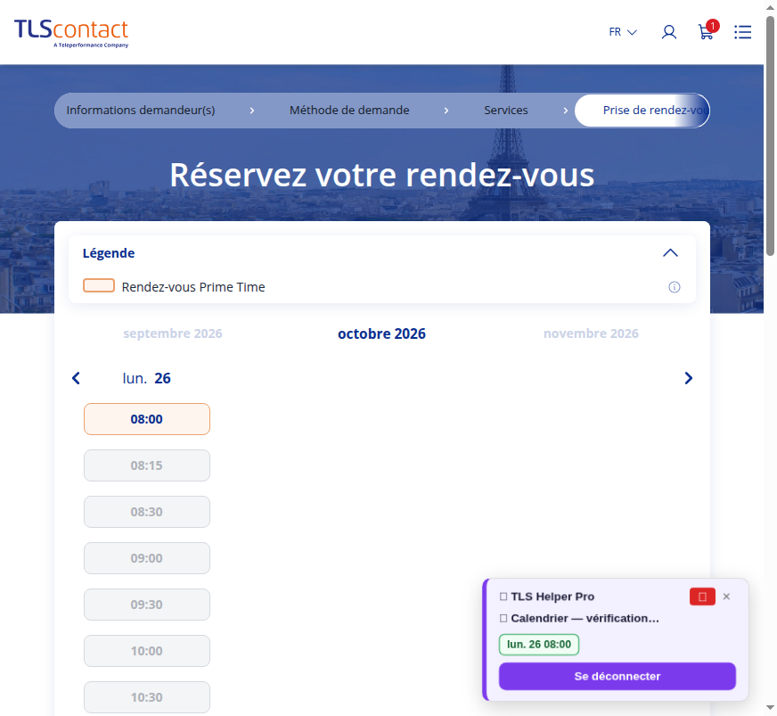 Capture du créneau TLS Contact Sfax