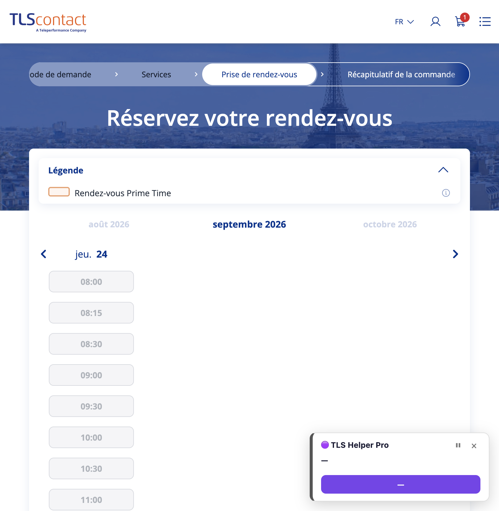 Capture du créneau TLS Contact Sfax