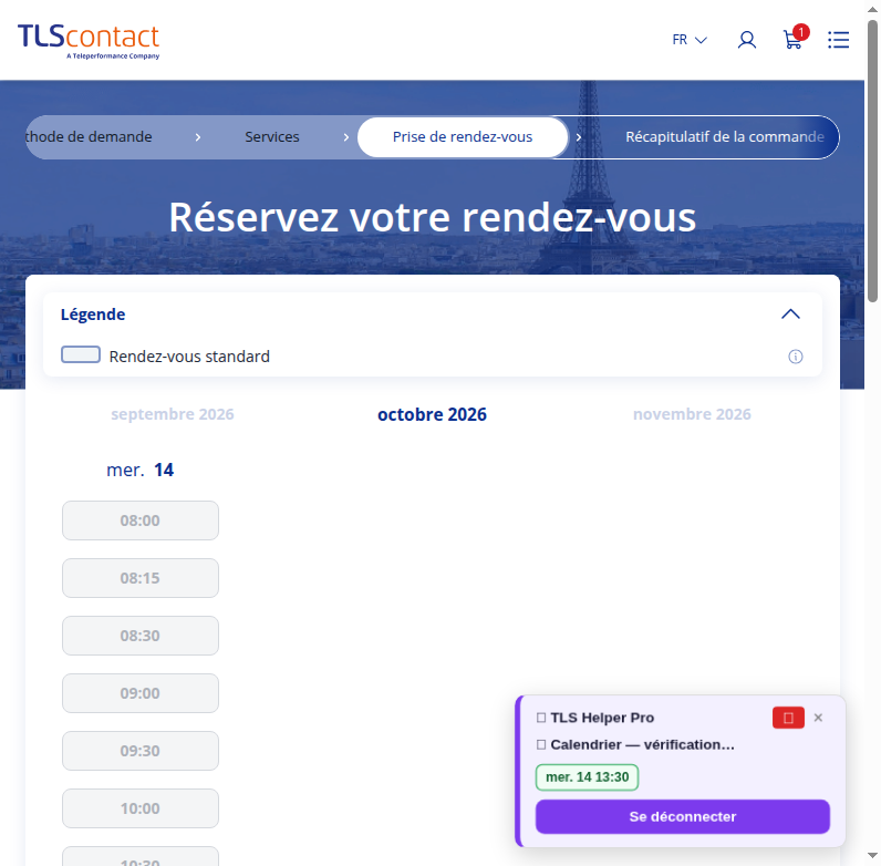 Capture du créneau TLS Contact Sfax