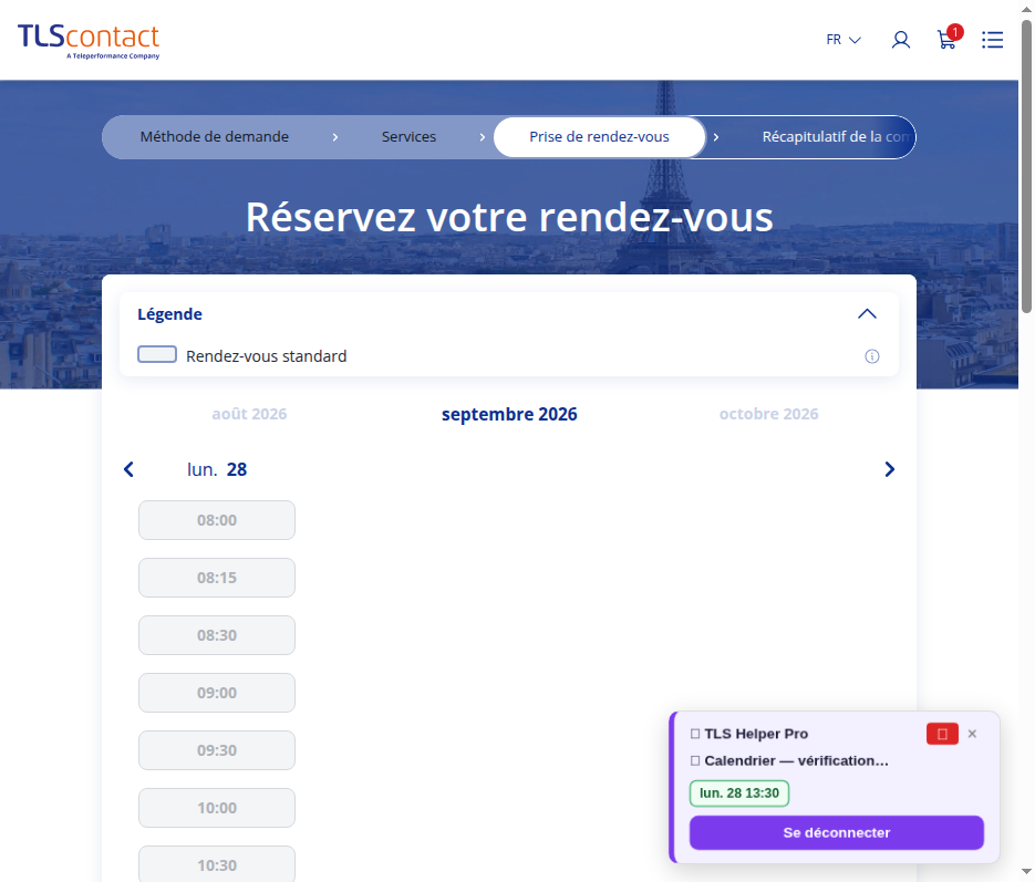 Capture du créneau TLS Contact Sfax