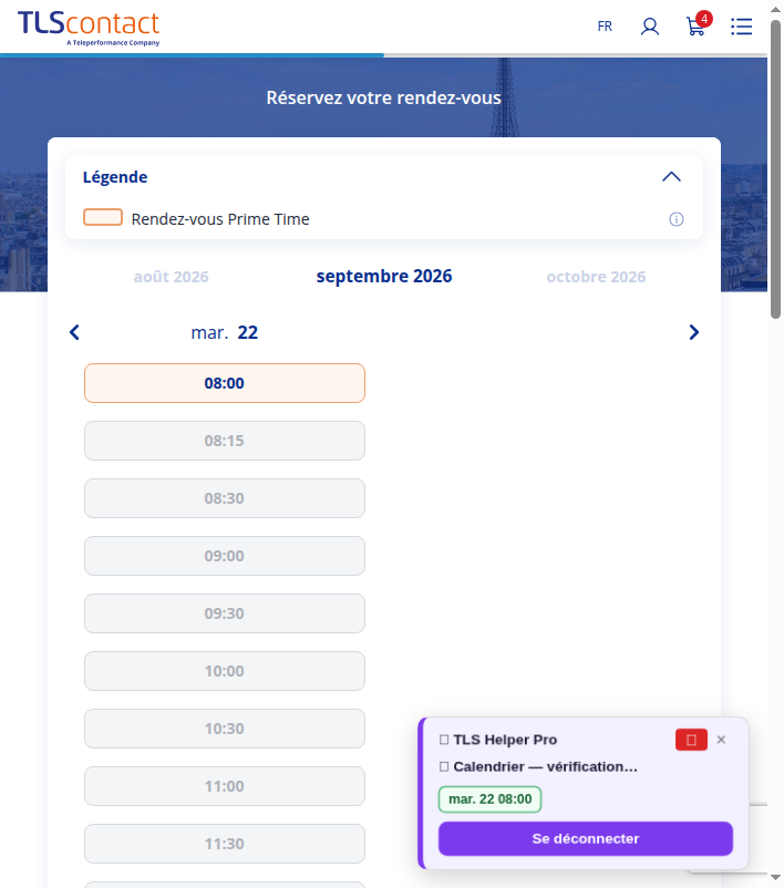 Capture du créneau TLS Contact Sfax