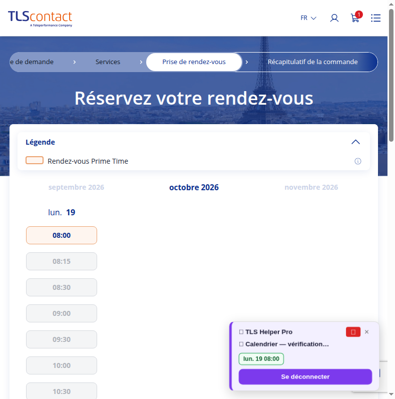 Capture du créneau TLS Contact Sfax
