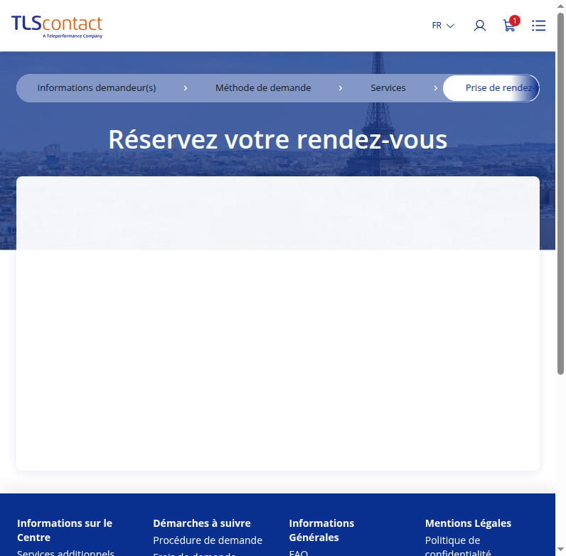 Capture d'écran du rendez-vous disponible