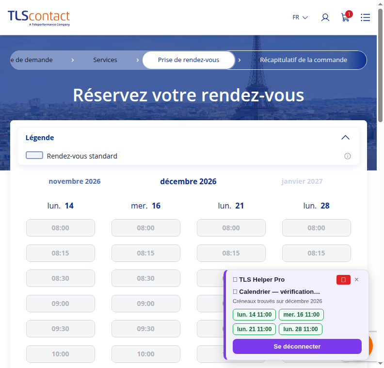 Capture du créneau TLS Contact Sfax
