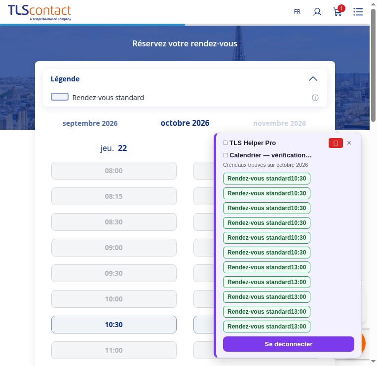 Capture d'écran TLS Contact Sfax - Visite familiale / enfant ou parent étranger de Français ou de son conjoint