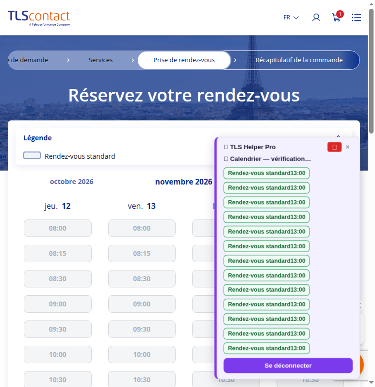 Capture du créneau TLS Contact Sfax
