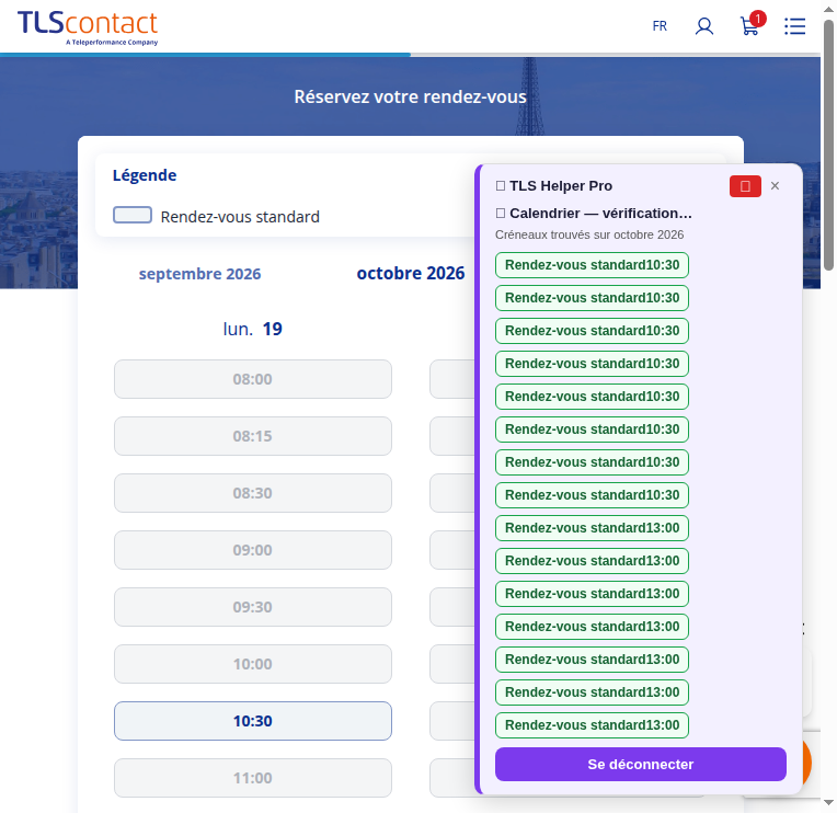 Capture d'écran TLS Contact Sfax - Visite familiale / enfant ou parent étranger de Français ou de son conjoint