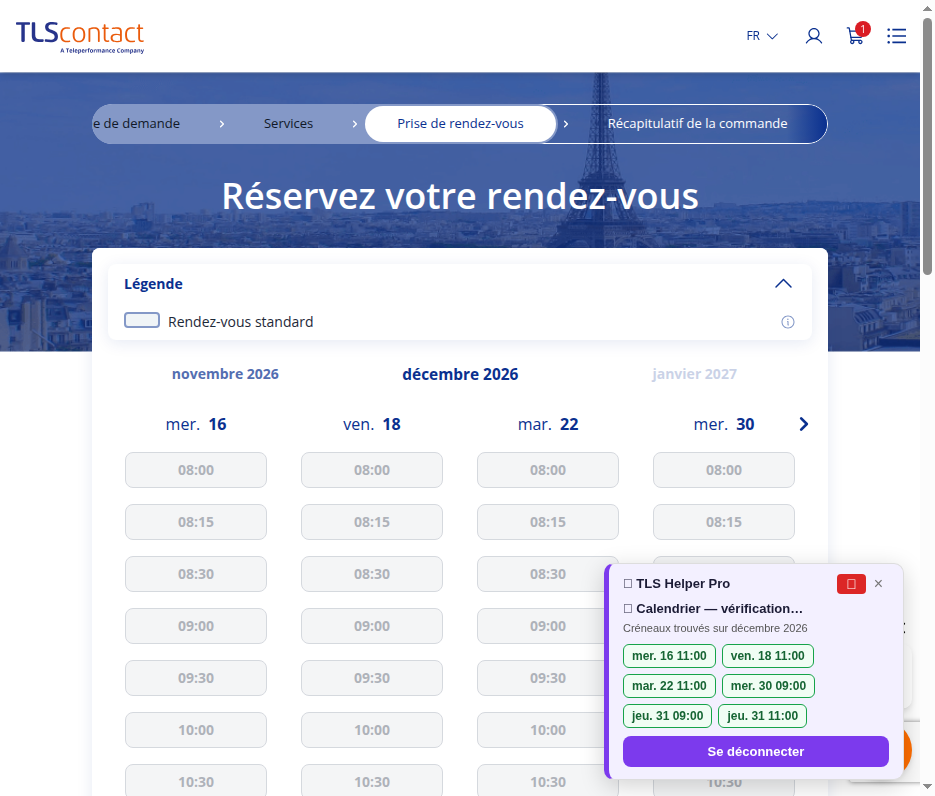 Capture du créneau TLS Contact Sfax