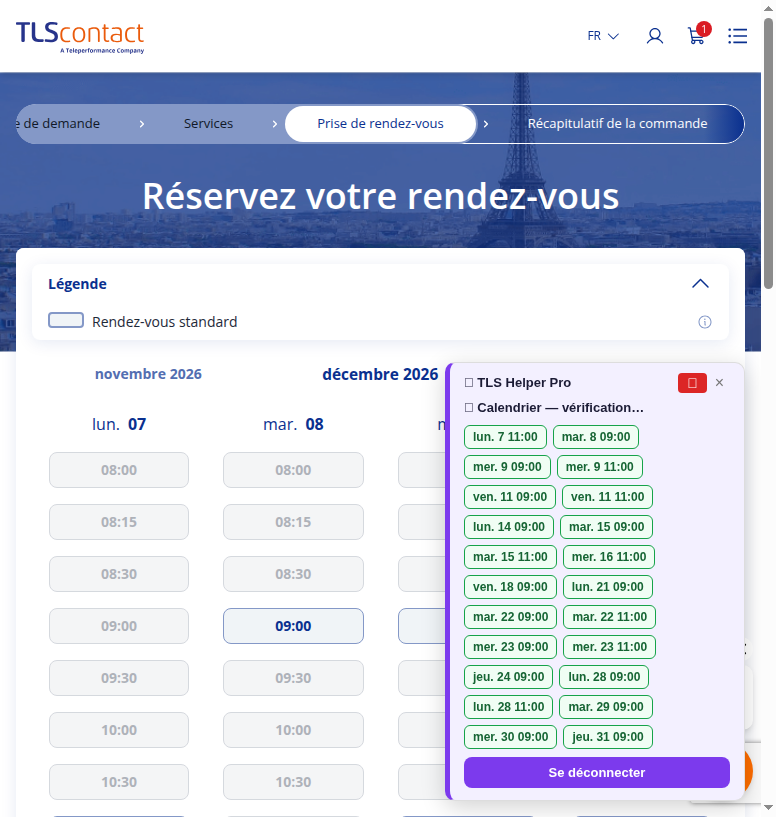 Capture du créneau TLS Contact Sfax
