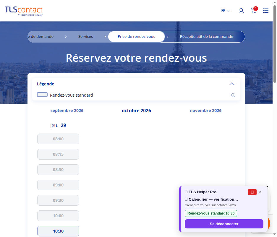Capture du créneau TLS Contact Sfax