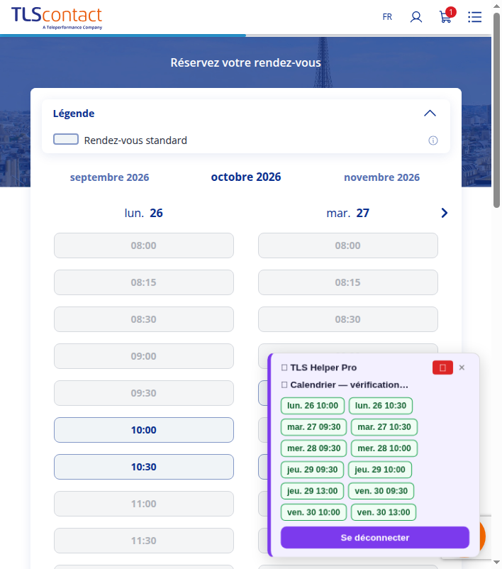 Capture du créneau TLS Contact Sfax