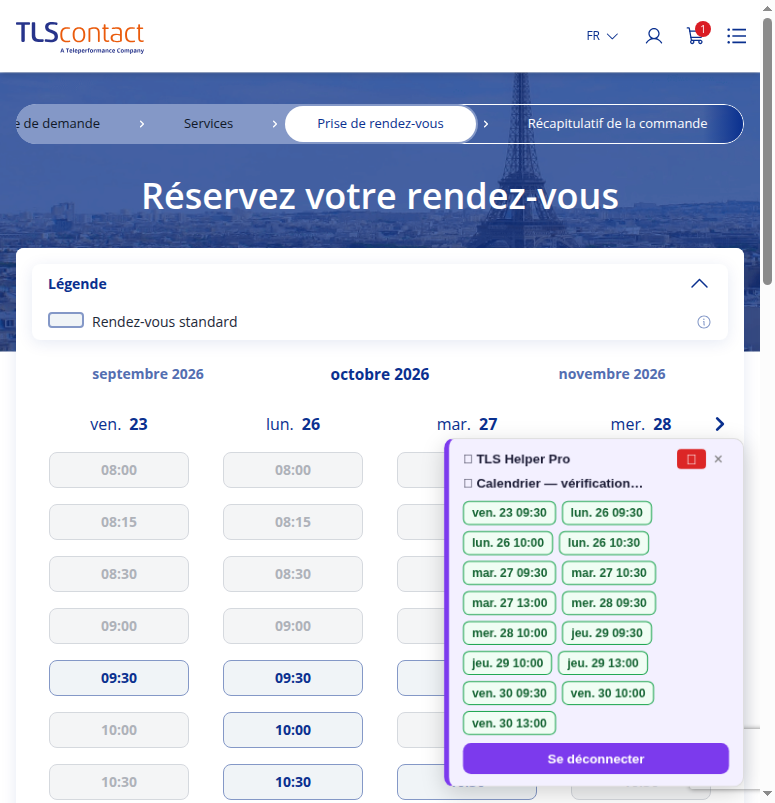Capture du créneau TLS Contact Sfax