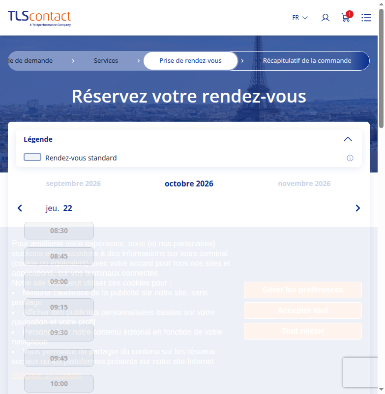 Capture du créneau TLS Contact Erevan