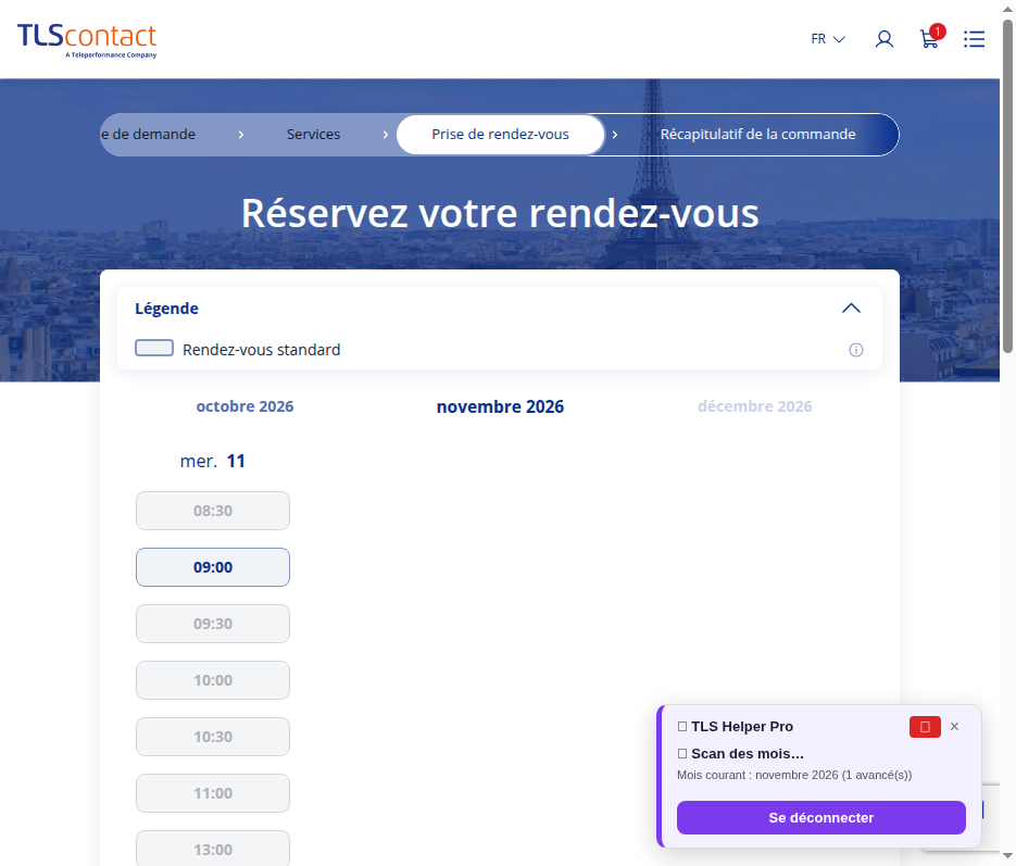Capture du créneau TLS Contact Sfax