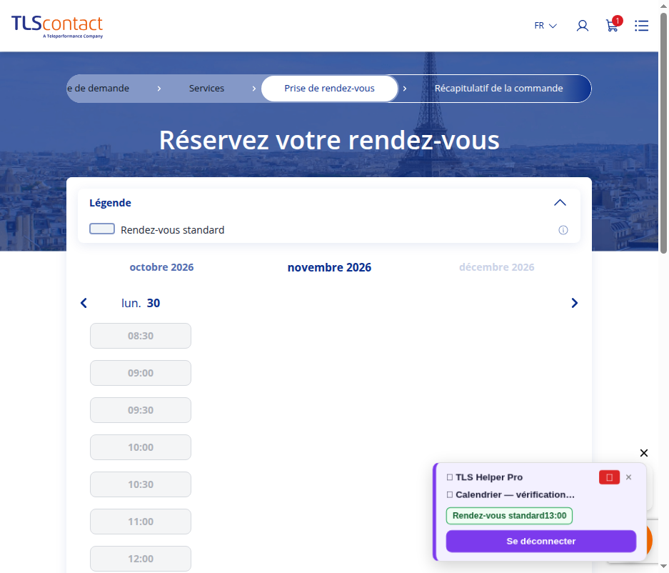 Capture du créneau TLS Contact Sfax