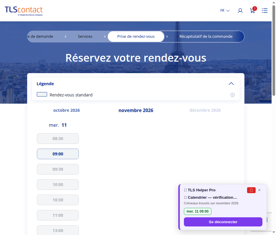 Capture du créneau TLS Contact Sfax