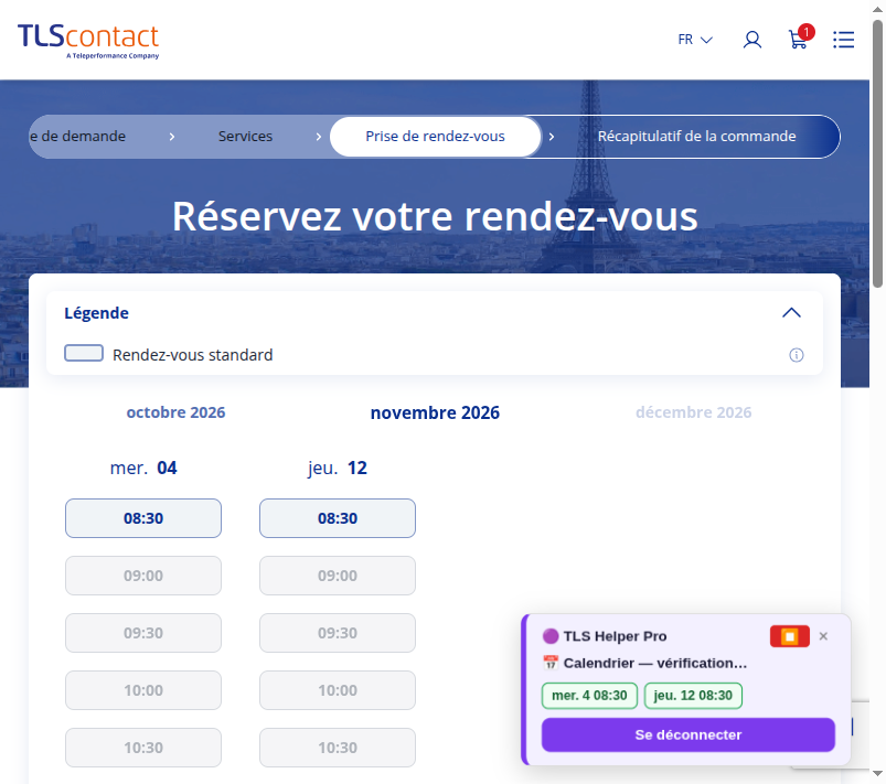 Capture du créneau TLS Contact Sfax