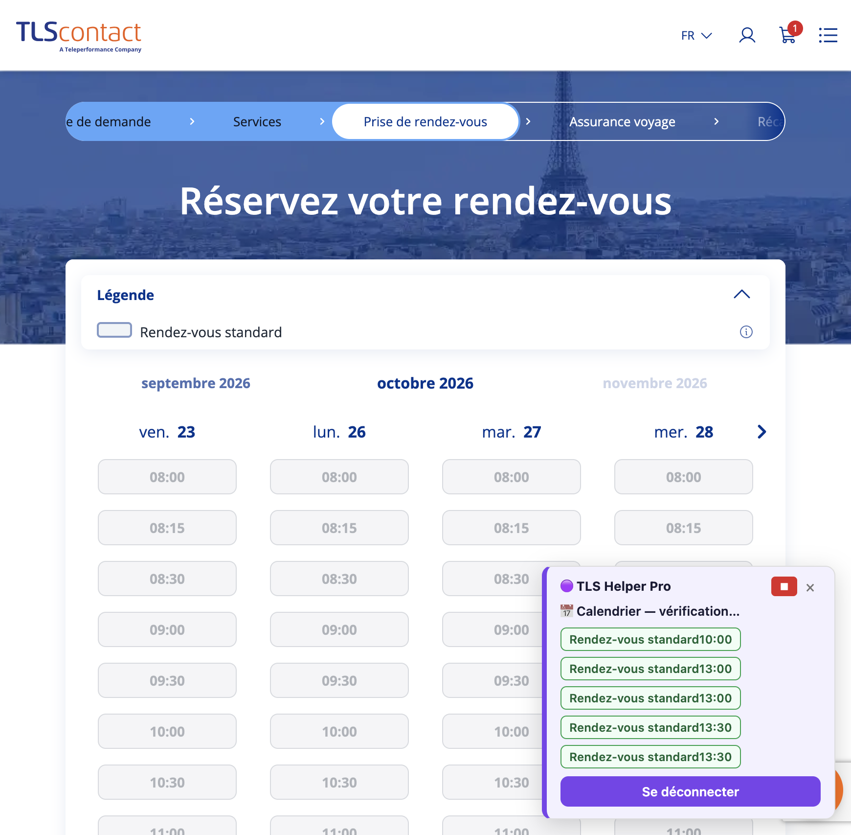 Capture d'écran Centre TLS Contact Tunis - Tourisme / Visite privée - VISE