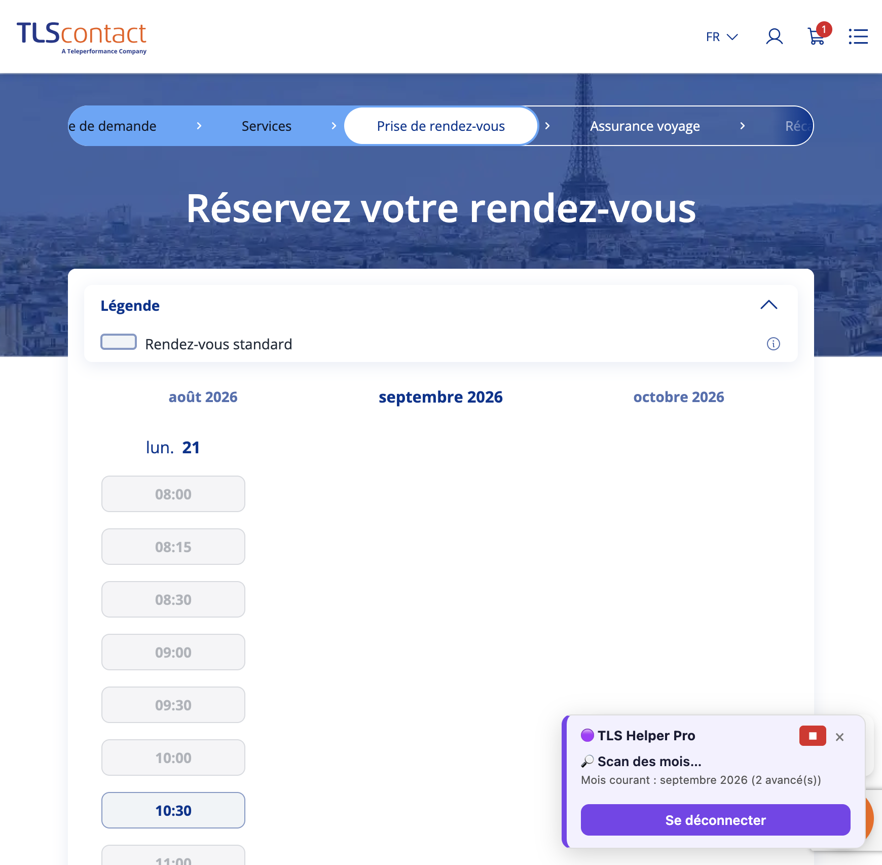 Capture d'écran Centre TLS Contact Tunis - Tourisme / Visite privée - VISE