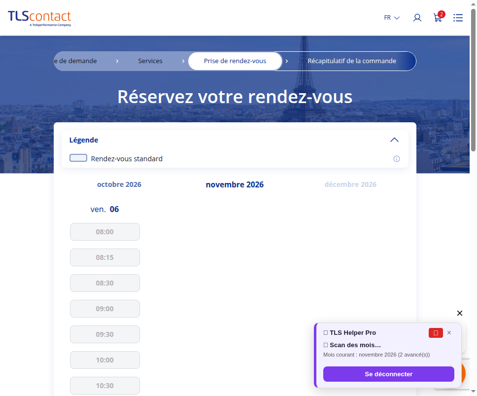 Capture du créneau Centre TLS Contact Tunis