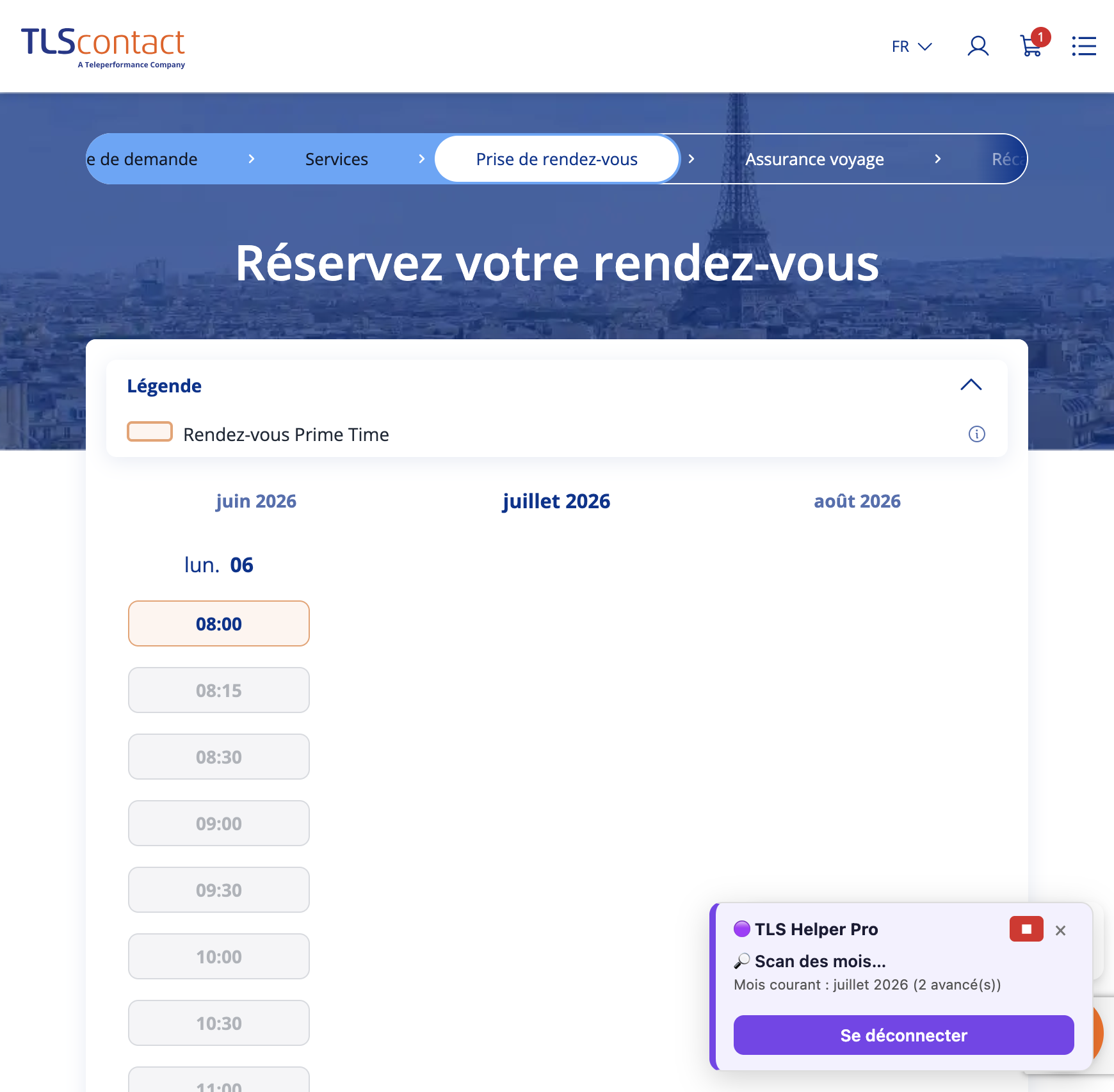 Capture d'écran Centre TLS Contact Tunis - Tourisme / Visite privée - VISE