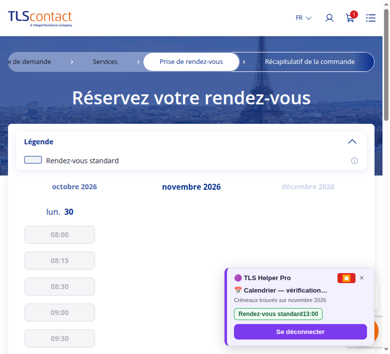Capture du créneau Centre TLS Contact Tunis