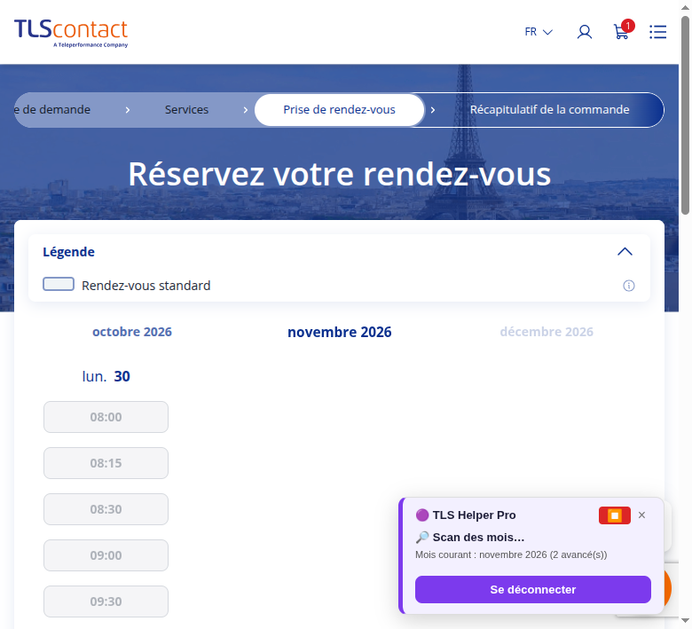 Capture du créneau Centre TLS Contact Tunis