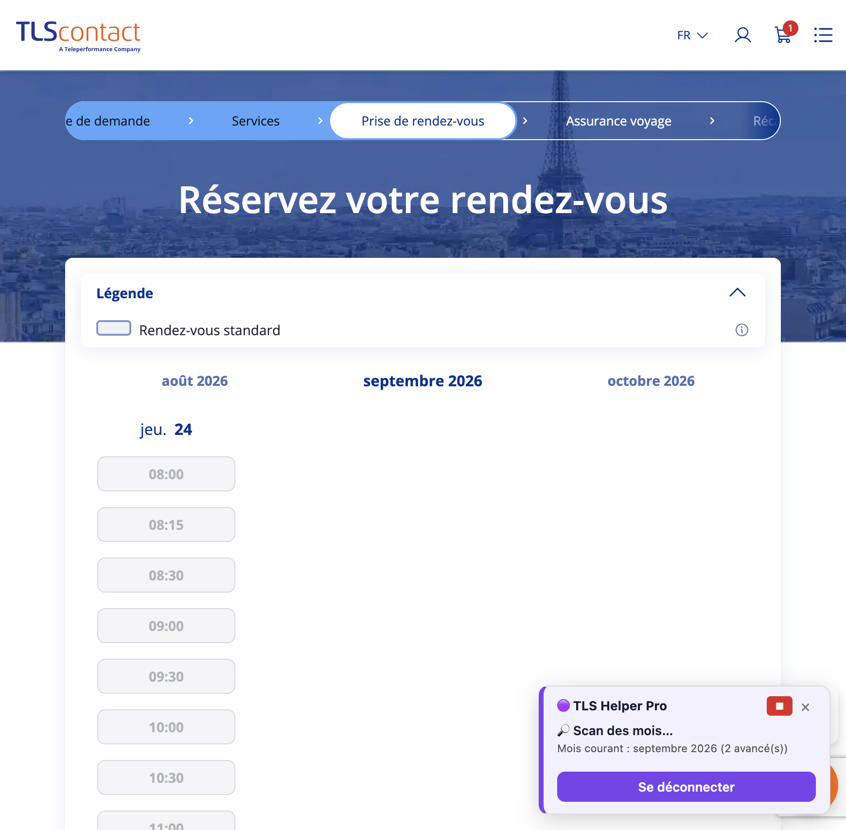 Capture d'écran Centre TLS Contact Tunis - Tourisme / Visite privée - VISE