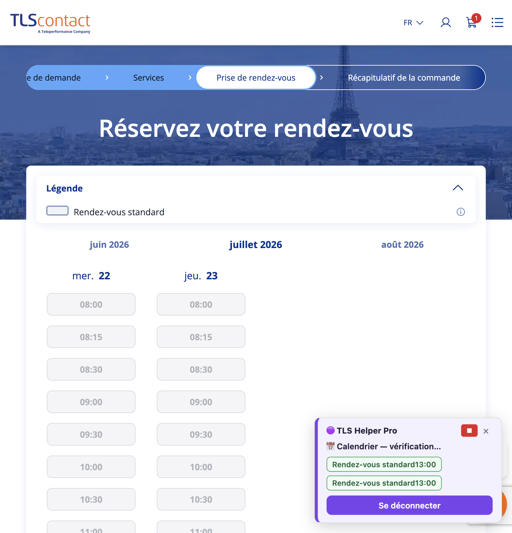 Capture d'écran Centre TLS Contact Tunis - Tourisme / Visite privée - VISE
