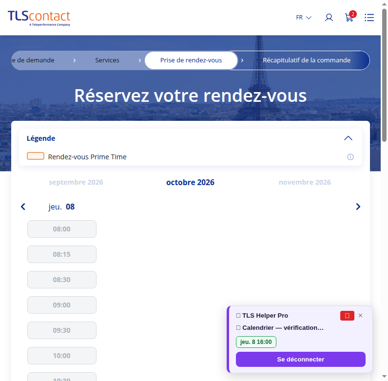 Capture du créneau Centre TLS Contact Tunis