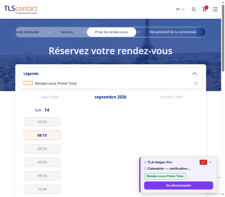 Capture du créneau Centre TLS Contact Tunis