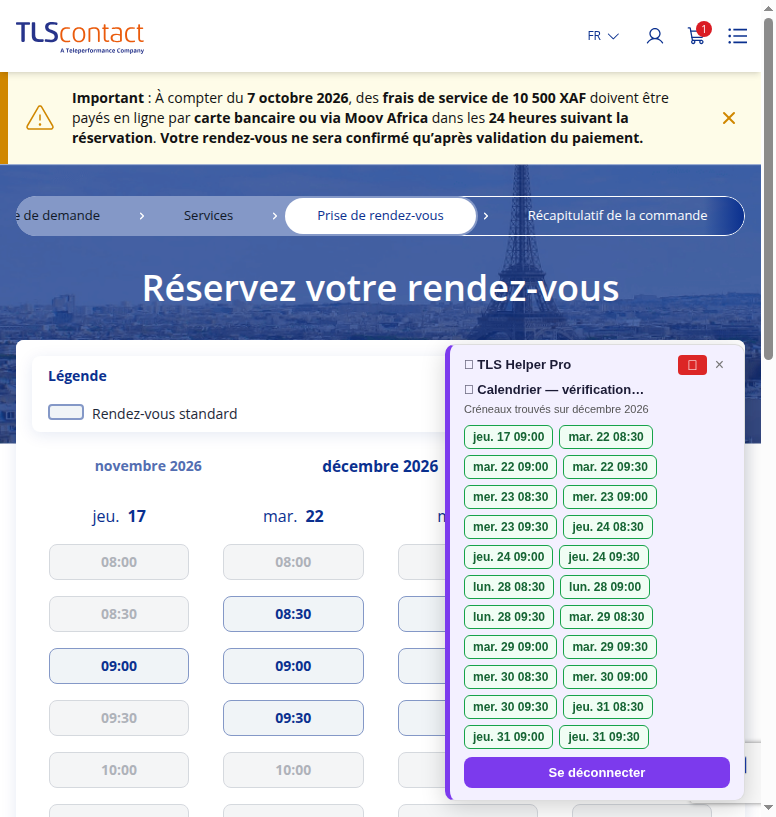 Capture du créneau TLScontact N'Djaména