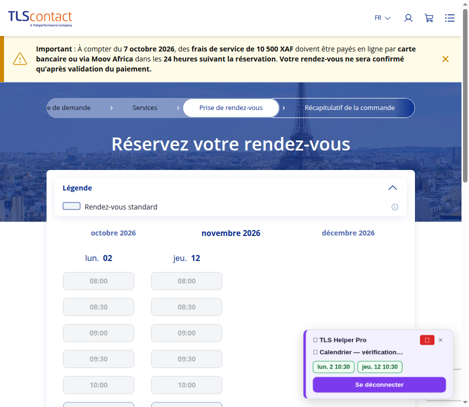 Capture du créneau TLScontact N'Djaména